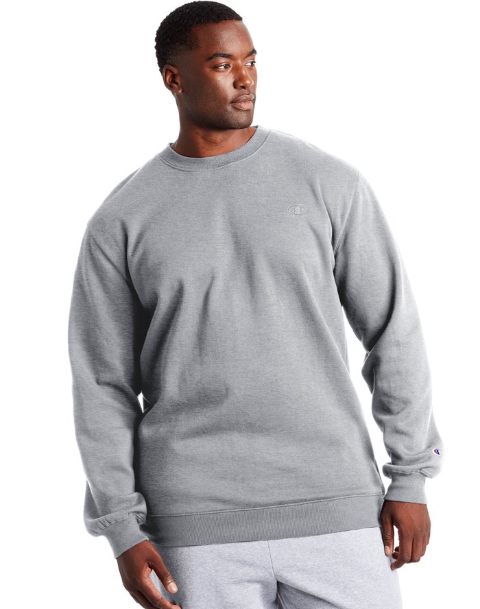 Champion Mens Sweatshirt NZ - Big & Tall Fleece Grey ( 9483-RWVYN )